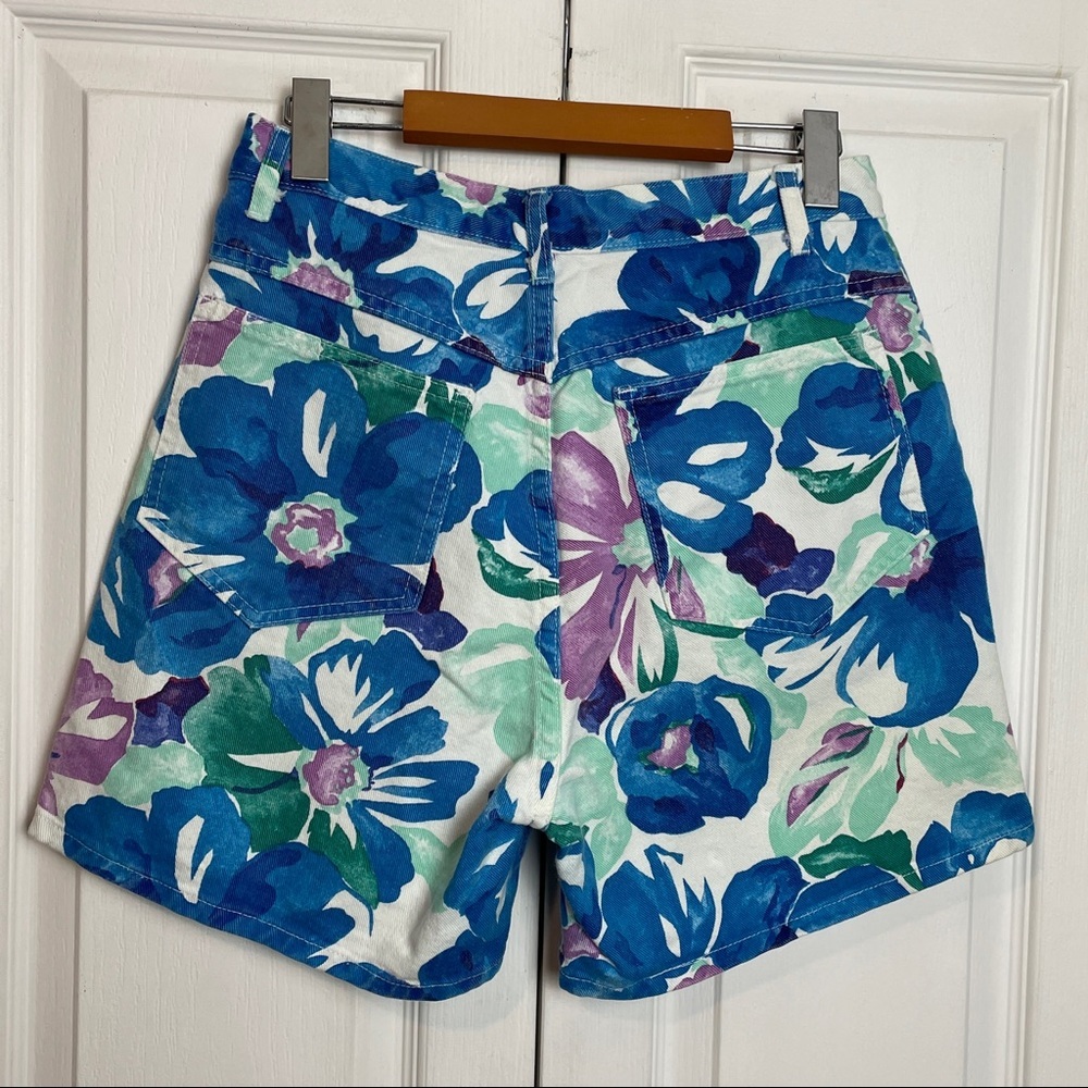 Floral Denim Shorts 90s High Waisted Mom Shorts
